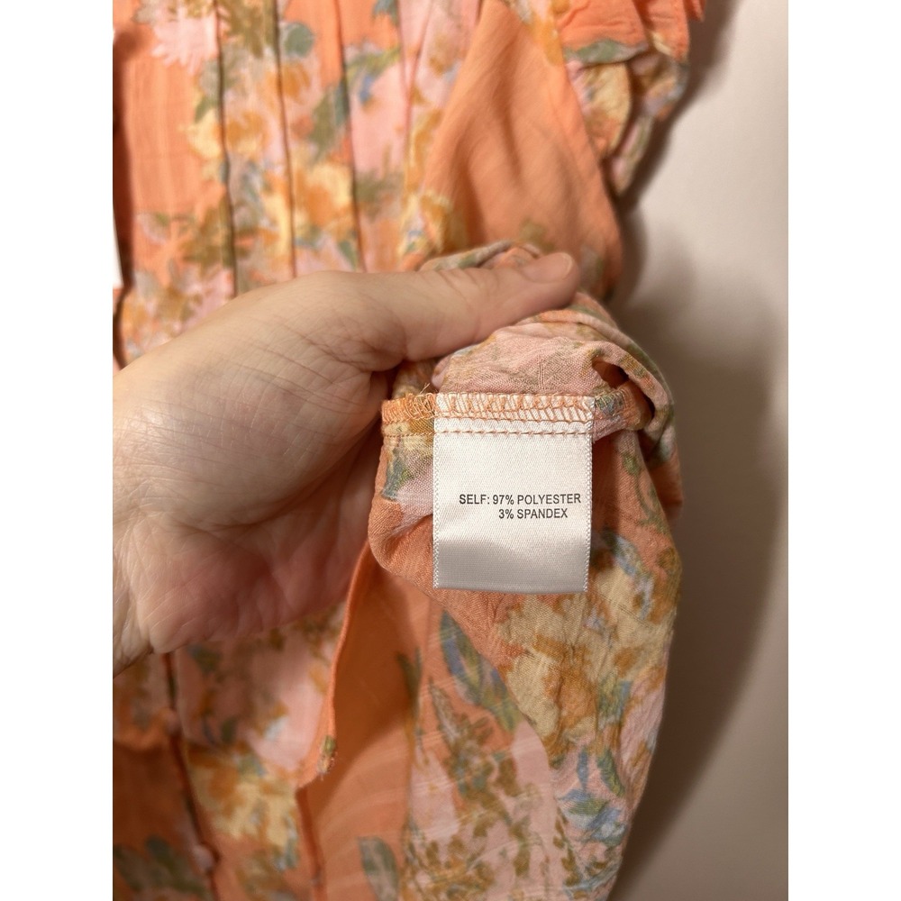 Rose + Olive Women's Peach Orange Floral Top Short Sleeve Size Medium New NWT - Picture 5 of 10